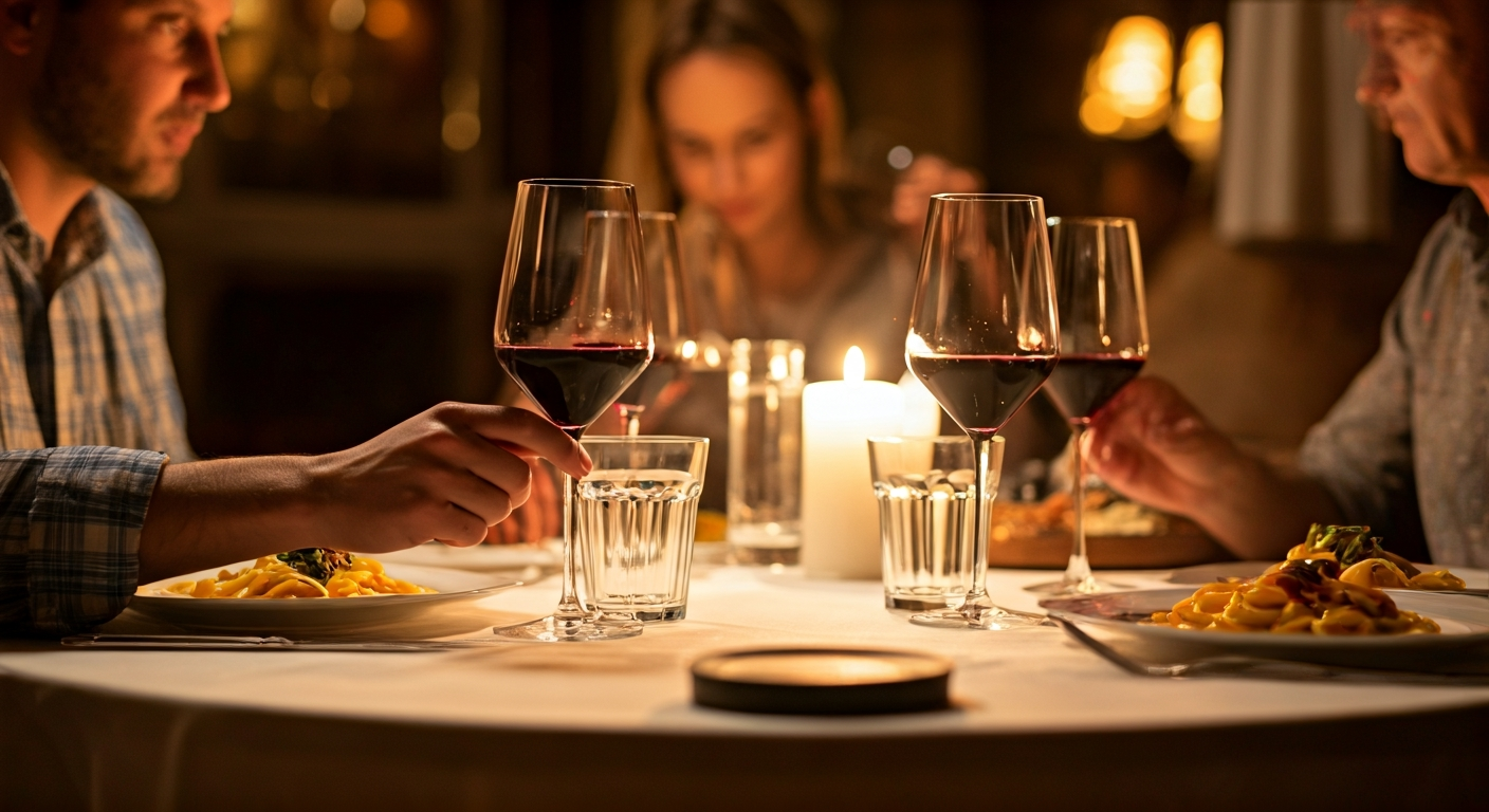 Wine at the dinner table